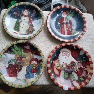 Set of 4 Certified International Susan Winget Christmas salad plates GUC